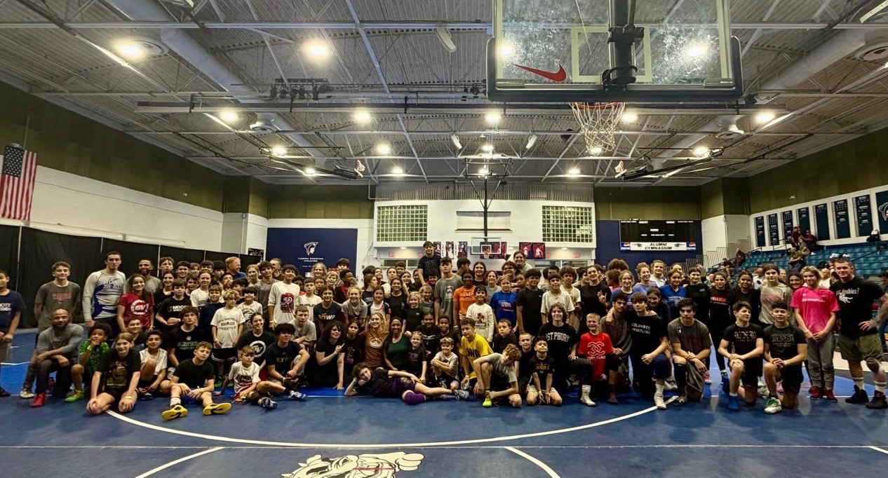 JJ Howland wrestling clinic group photo
